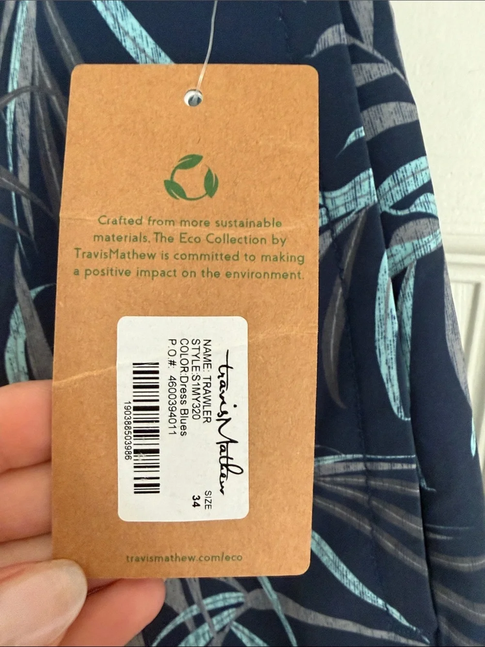 Men's Navy Tropical Print Swim Trunks